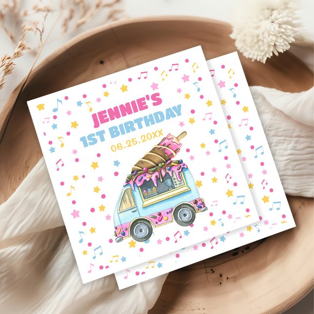 Ice Cream 1st Birthday Party Napkin (Creator Uploaded)