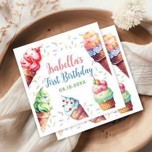Ice Cream 1st Birthday Party Napkin