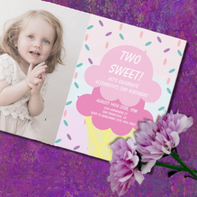 Ice Cream 2nd Birthday Invitation (Creator Uploaded)