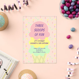 Ice Cream 3rd Birthday Acrylic Invitations