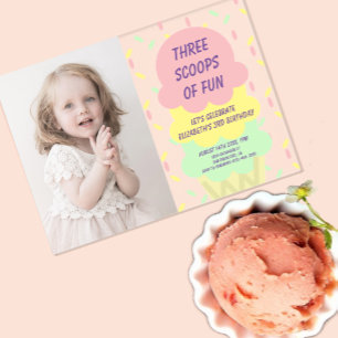 Ice Cream 3rd Birthday Acrylic Invitations