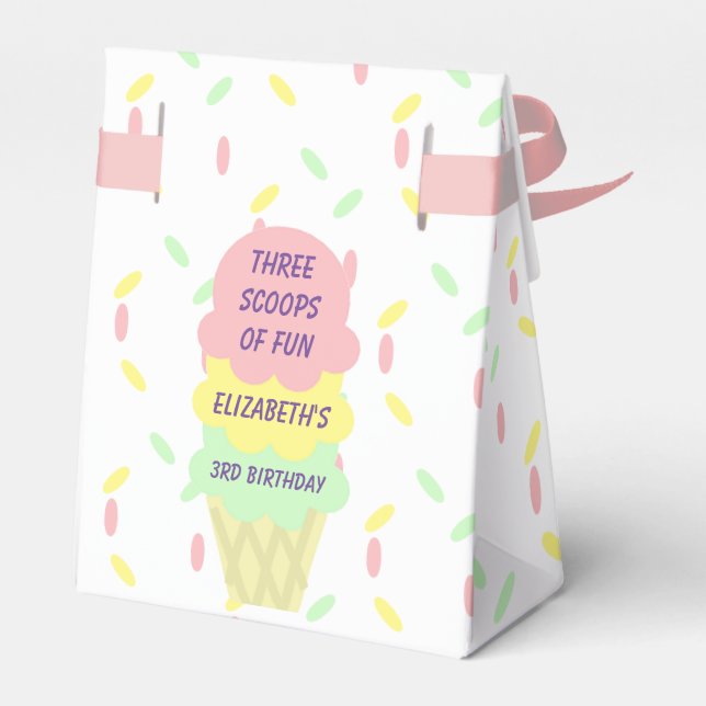 Ice Cream 3rd Birthday Favour Box (Back Side)