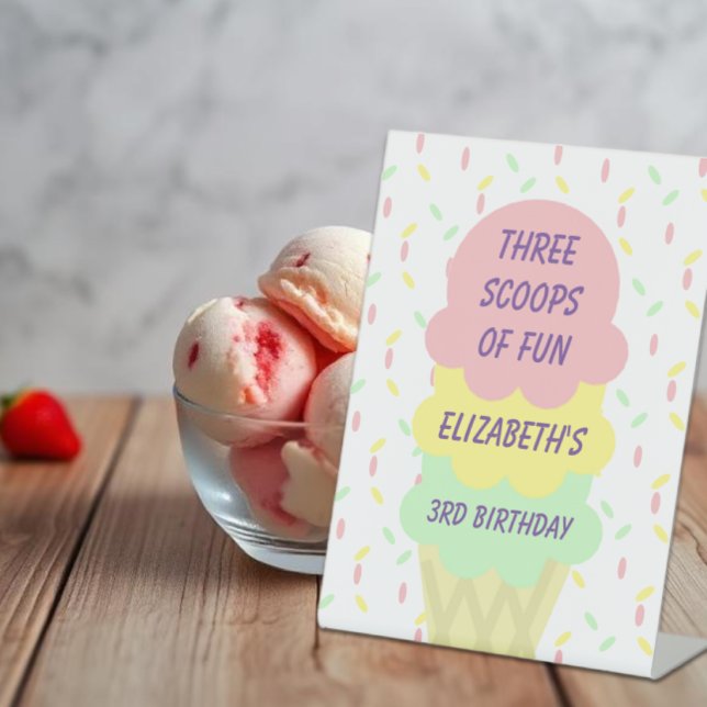 Ice Cream 3rd Birthday Pedestal Sign (Creator Uploaded)