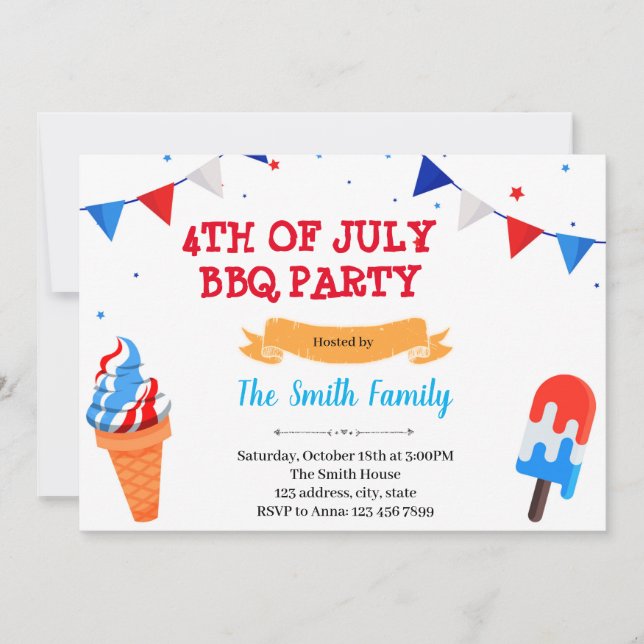 Ice cream 4th of july invitation (Front)