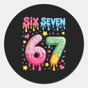 Ice Cream 67 Meme Funny Six Seven Gen Alpha Slang  Classic Round Sticker