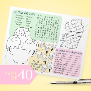Ice Cream Activity Sheets For Kids Pack of 40 Notepad