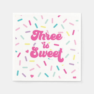 Ice Cream and Cake Three is Sweet 3rd Birthday Napkin