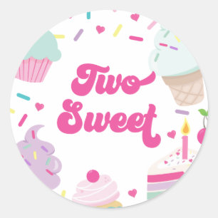 Ice Cream and Cake Two Sweet 2nd Birthday Classic Round Sticker
