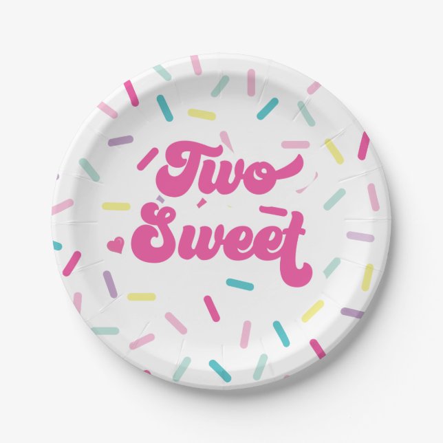 Ice Cream and Cake Two Sweet 2nd Birthday Paper Plate (Front)