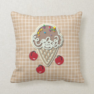 Ice Cream and Cherries Cushion