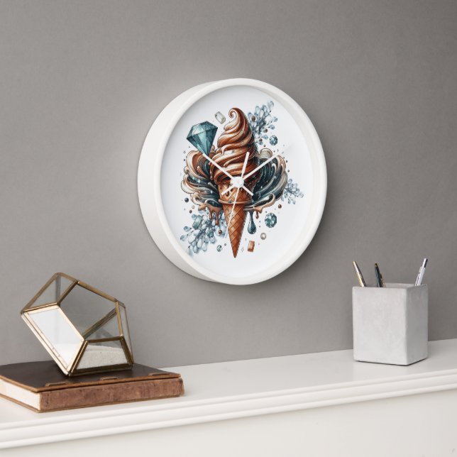 Ice Cream and Diamonds Large Clock (Office)