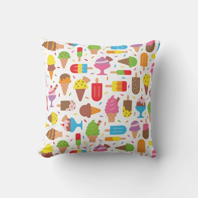Ice Cream and Ice Lolly Pattern Girls Room Decor Cushion (Front)