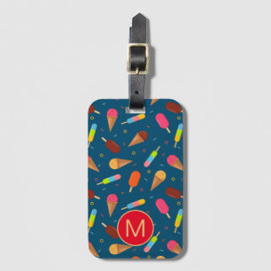 Ice Cream and Lollies Dark Blue Monogram Luggage Tag