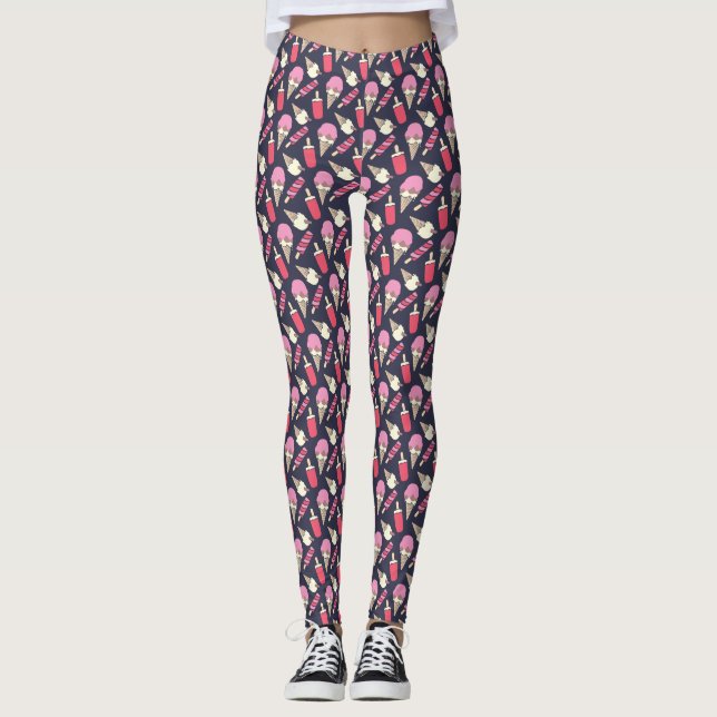 Ice cream and lollipops pattern leggings (Front)