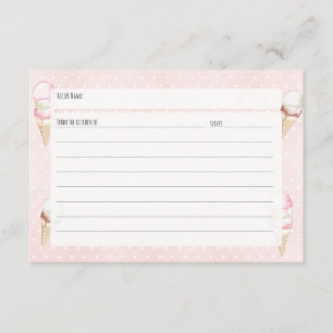 Ice Cream and Polka Dots Pink Recipe Card