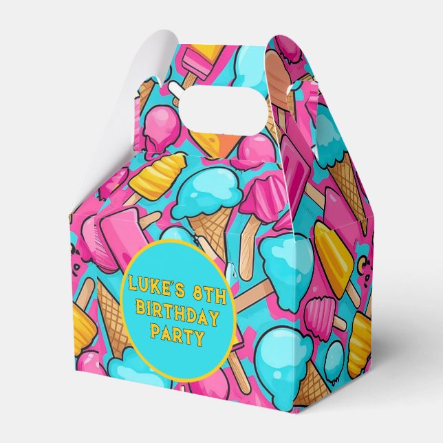 " ICE-CREAM AND POPSICLES PAPER PLATES " FAVOUR BOX (Front Side)