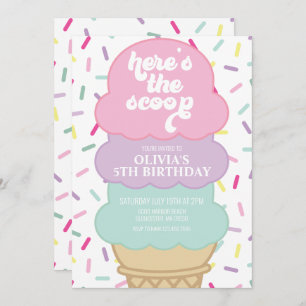 Ice Cream and Sprinkles Birthday Invitation