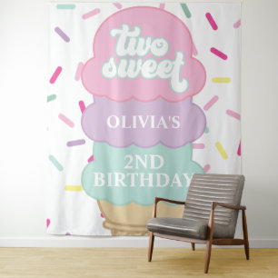 Ice Cream and Sprinkles Two Sweet 2ND Birthday Tapestry