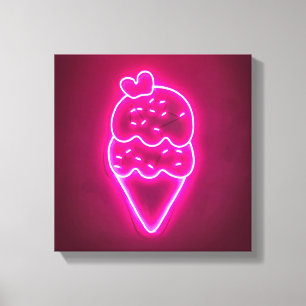 Ice Cream Art Strawberry Ice Cream Clip Art Painti Canvas Print