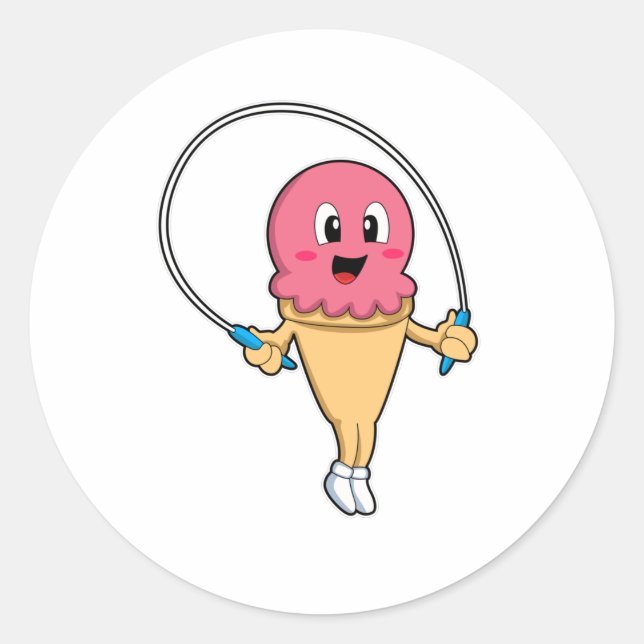 Ice cream at Fitness with Rope Classic Round Sticker (Front)