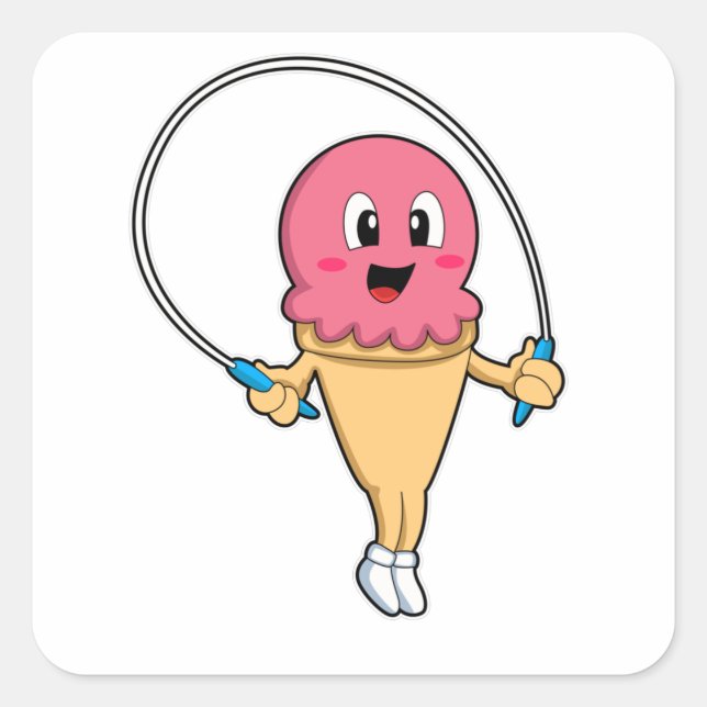 Ice cream at Fitness with Rope Square Sticker (Front)