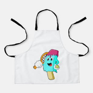 Ice cream at Tennis with Tennis racket Apron