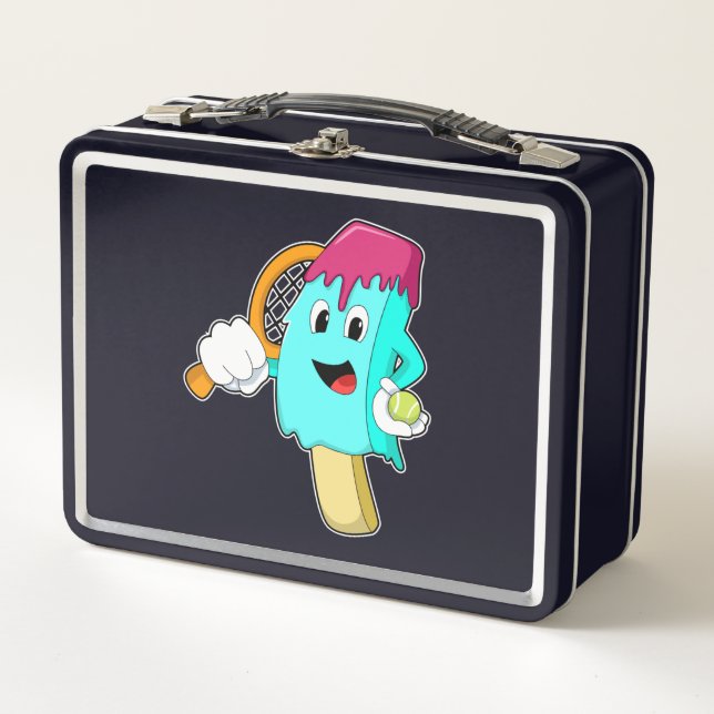 Ice cream at Tennis with Tennis racket Metal Lunch Box (Front)
