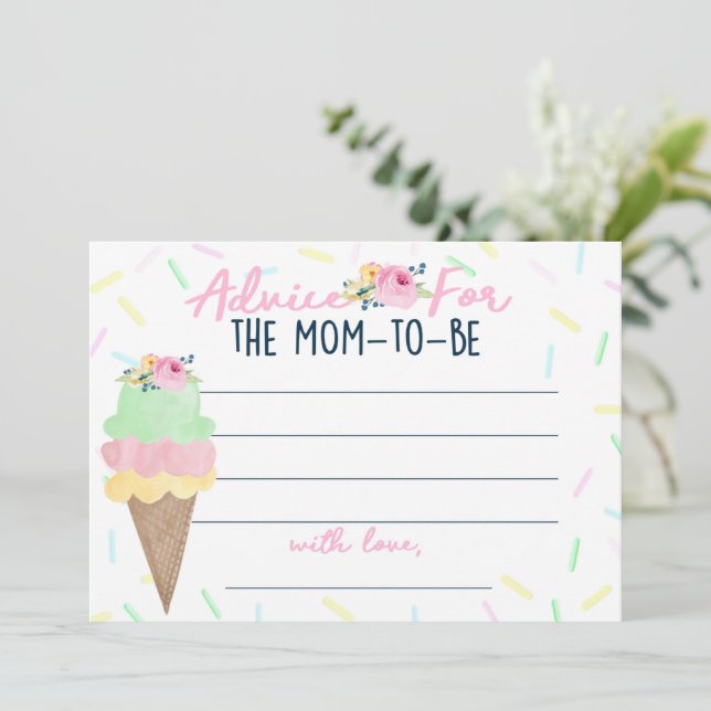 Ice Cream Baby Shower Advice for Mum Cards (Standing Front)