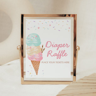 Ice Cream Baby Shower Diaper Raffle Poster