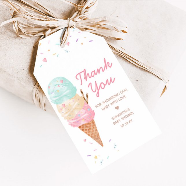Ice Cream Baby Shower Favour Tags (Ice Cream Sprinkled with Love Baby Shower Favor Tags)