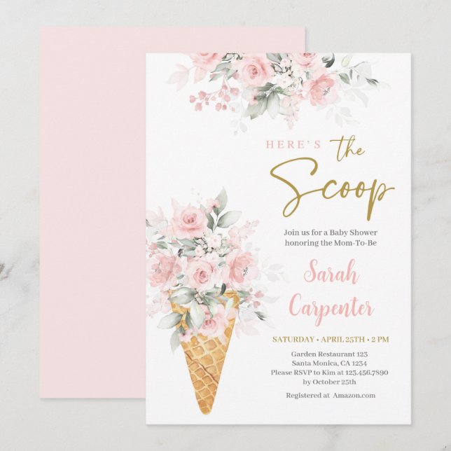 Ice cream Baby Shower Girl Invitation (Front/Back)