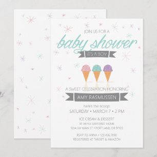 Ice Cream Baby Shower Invitation - It's a Boy