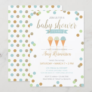 Ice Cream Baby Shower Invitation - It's a Boy