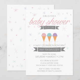 Ice Cream Baby Shower Invitation - It's a Girl