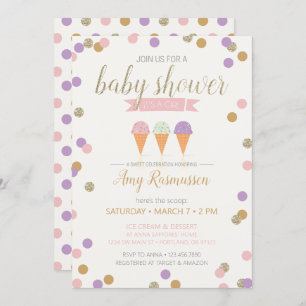 Ice Cream Baby Shower Invitation - It's a Girl