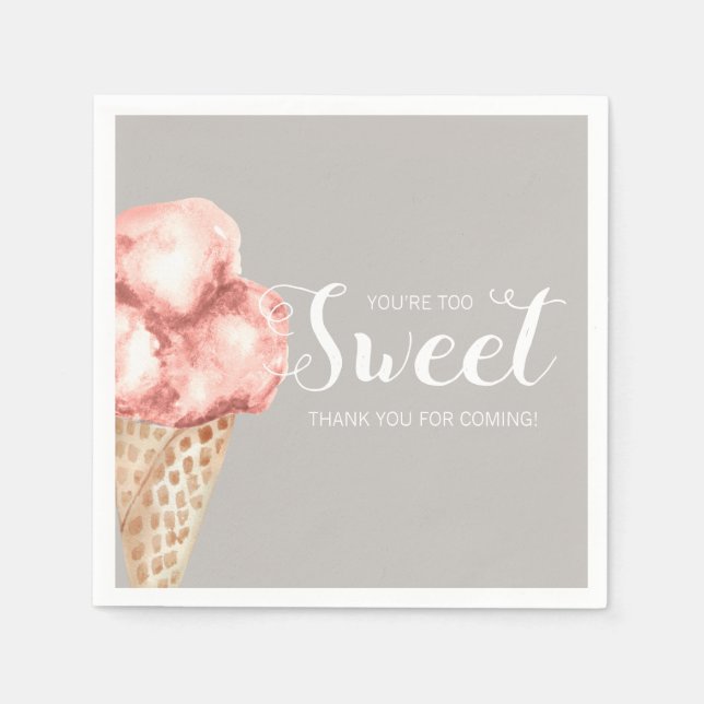 Ice cream Baby shower party You're too Sweet  Napkin (Front)