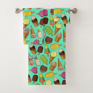 Ice Cream Background Bath Towel Set