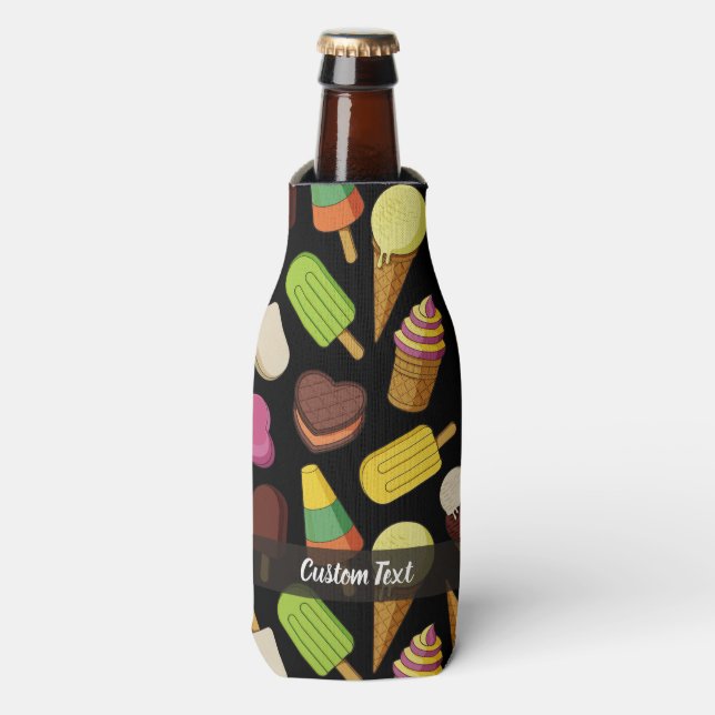 Ice Cream Background Bottle Cooler (Bottle Front)