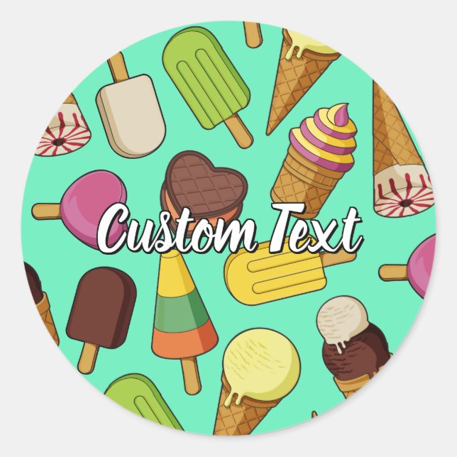 Ice Cream Background Classic Round Sticker (Front)