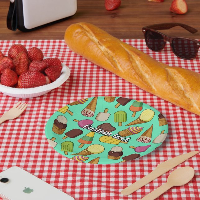 Ice Cream Background Paper Plate (Picnic)
