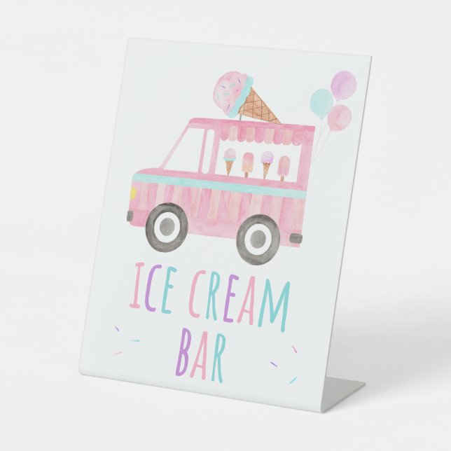 Ice Cream Bar Birthday Pedestal Sign (Front)