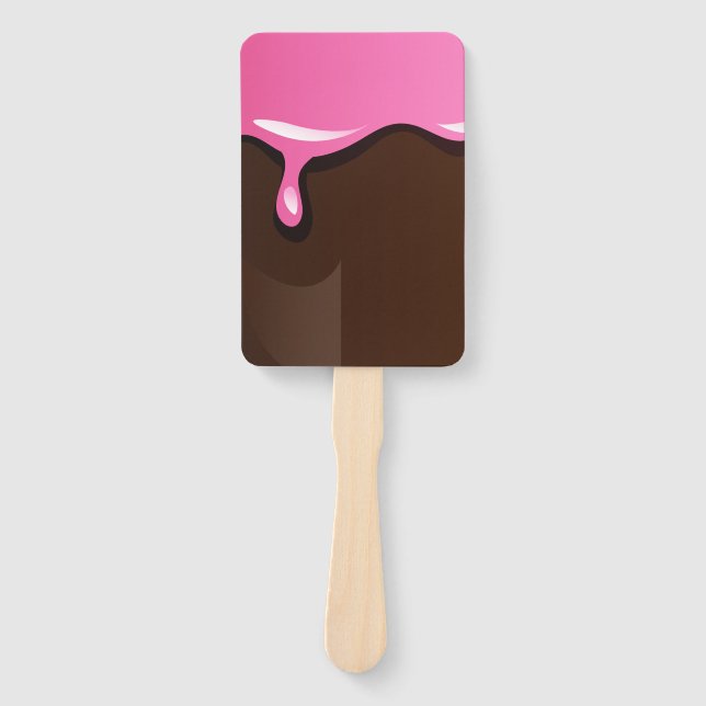 Ice Cream Bar with Strawberry Topping Hand Fan (Front)