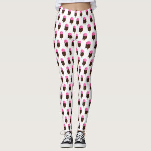 Ice Cream Bar with Strawberry Topping Pattern Leggings