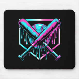 Ice Cream Baseball Drip Home Plate Bats Cool For B Mouse Mat