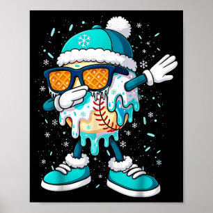 Ice Cream Baseball Drip Home Plate Bats Cool For B Poster