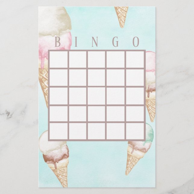 Ice Cream Bingo Cards (Front)