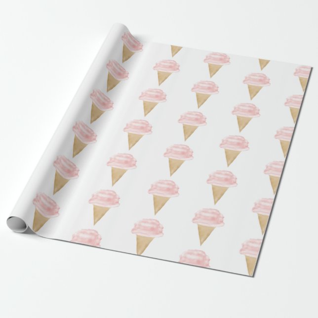 Ice Cream Birthday Christmas Party Wrapping Paper (Unrolled)