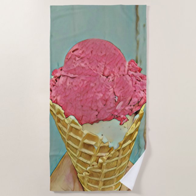 Ice cream birthday gift beach towel (Front)