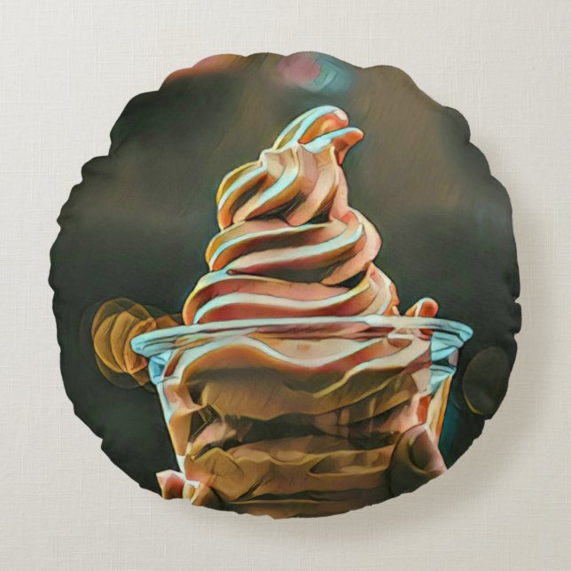 Ice cream birthday gift round cushion (Front)