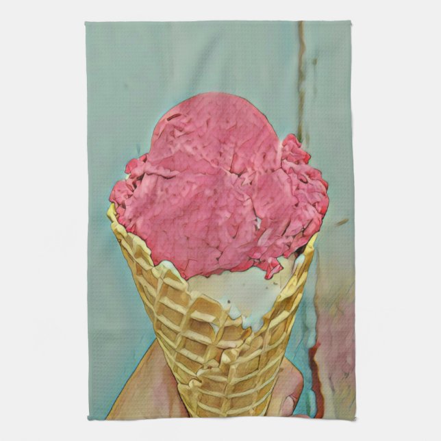 Ice cream birthday gift tea towel (Vertical)
